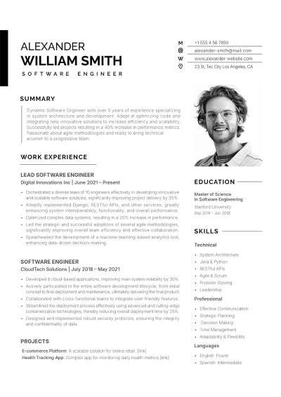 Software Engineer Resume Template Featured Image Software Engineer resume template featured image; Clean, modern, yet visually classic resume template.